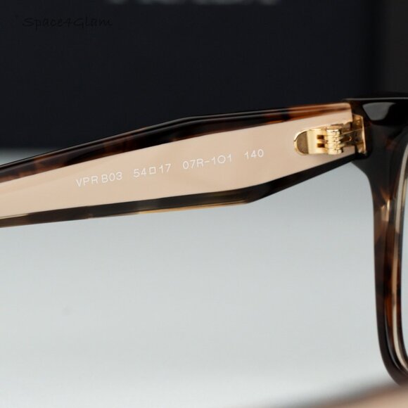 Prada Women Eyeglasses Havana Caramel Demo Square PRB03V 07R1O1 NEW AUTHENTIC - Picture 5 of 7